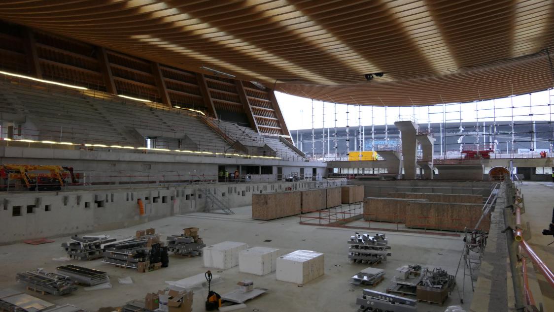 Déplacement de la Première Ministre Elisabeth BORNE sur le chantier du Centre Aquatique Olympique
